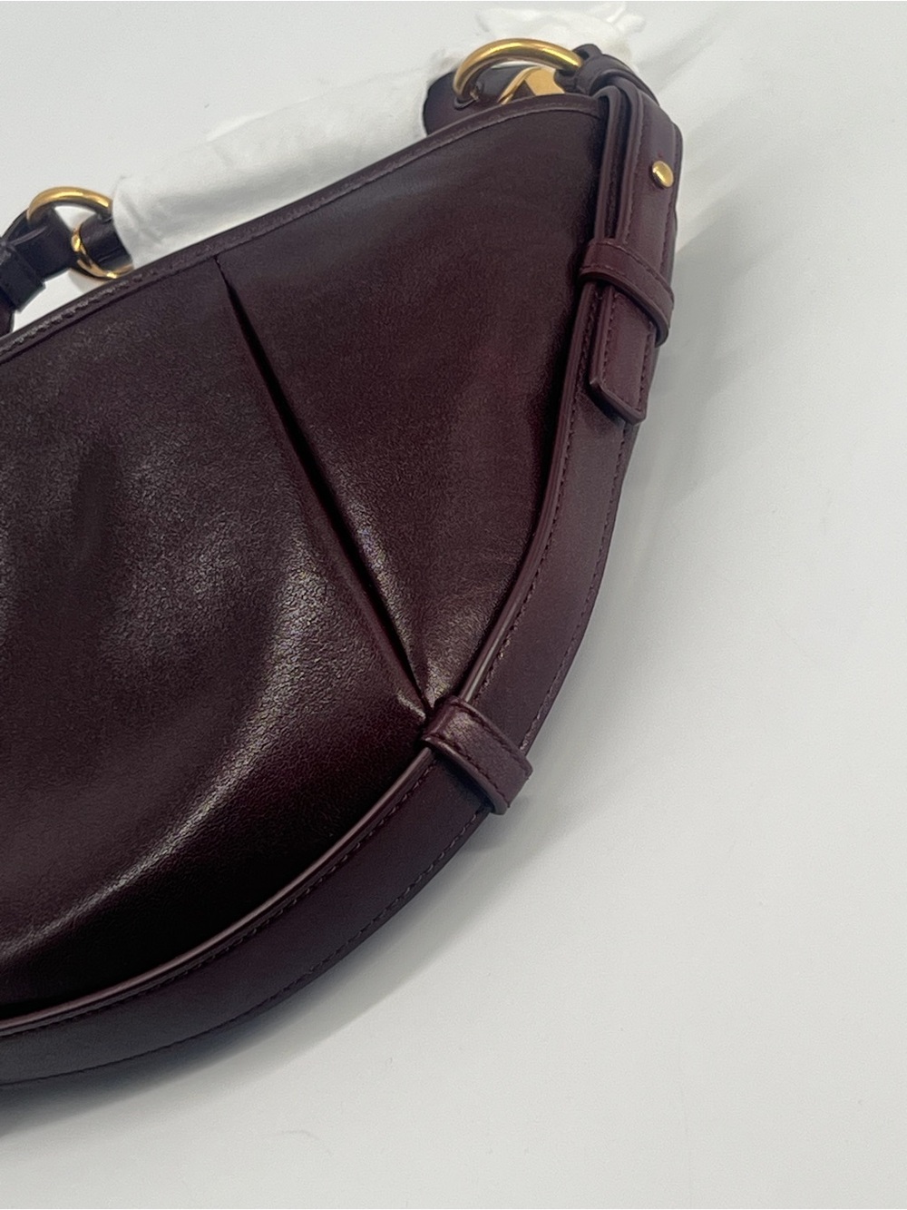 Saint Laurent Small Mombasa Burgundy Leather Top Handle Bag - Picture 8 of 9